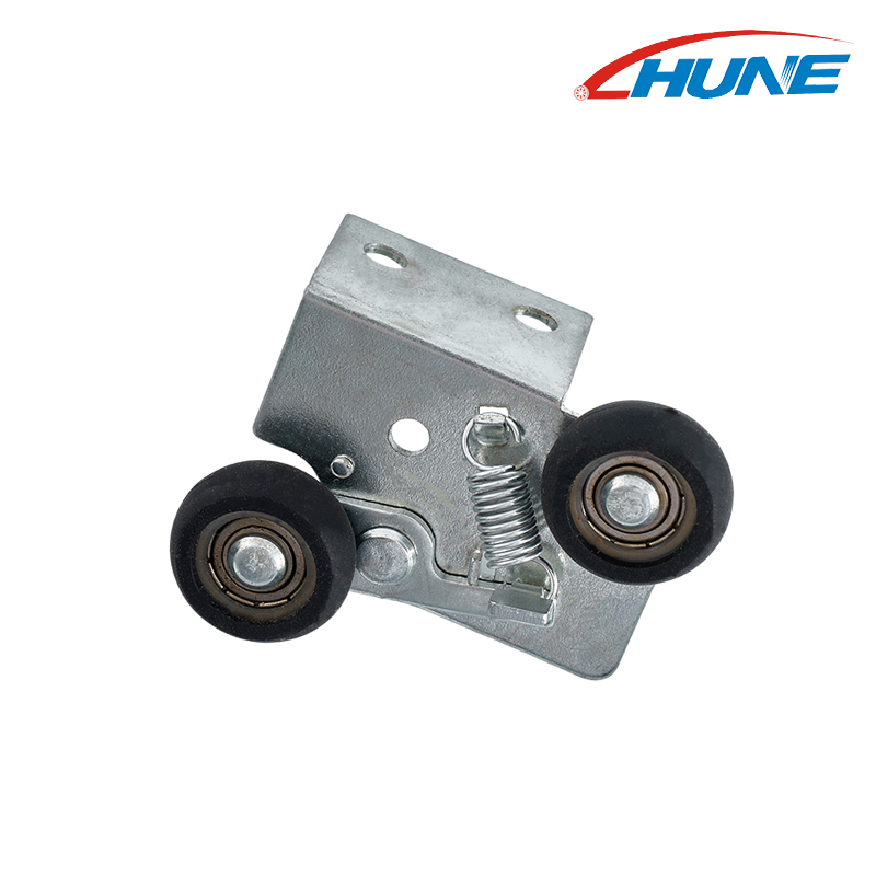 Rueda superior ajustable con resorte y piezas de plástico para puertas plegables y armarios corredizos