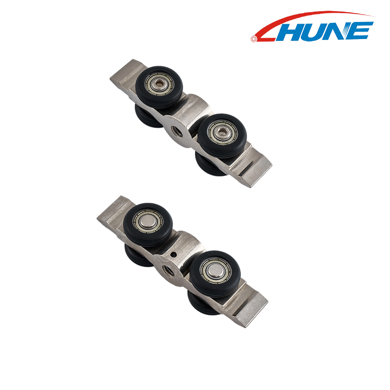 Juego de poleas con 4 ruedas de nailon y cuerpo de aluminio para puertas corredizas