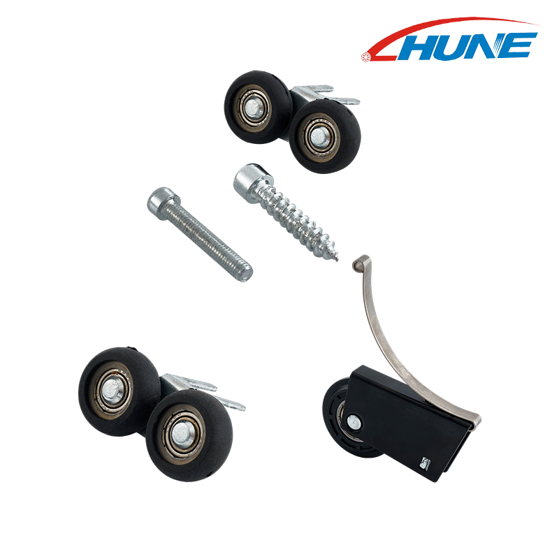 Juego de poleas con ruedas de nailon para puertas corredizas de armarios de aluminio