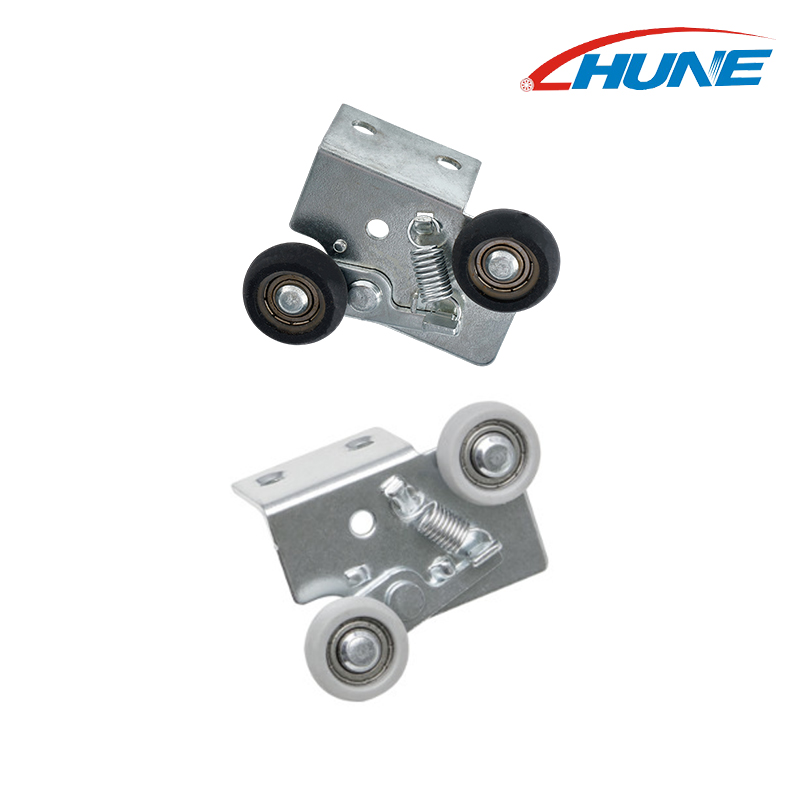 Rueda superior ajustable con resorte y piezas de plástico para puertas plegables y armarios corredizos